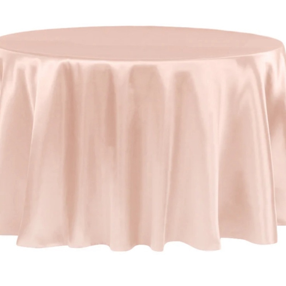 Satin 132" Round Tablecloth - Blush/Rose Gold